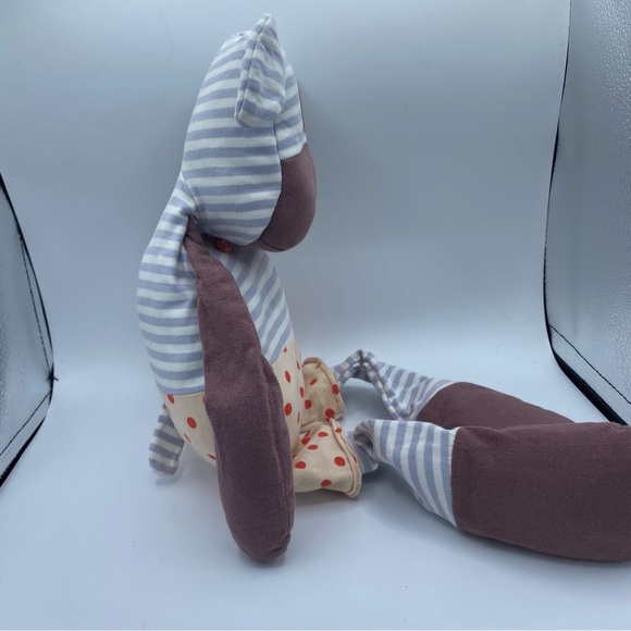 Organic Farm Buddies Plush Dog Stripes Polka Dots Bow Tie Blue Stuffed Animal - Picture 5 of 9
